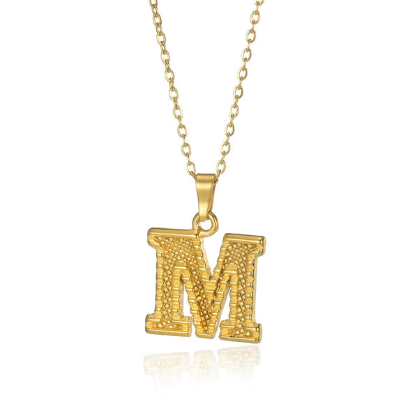 Jewelry Stainless Steel Imitation Gold Metallic Stylish Electroplated Letter Necklace
