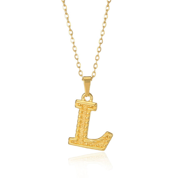 Jewelry Stainless Steel Imitation Gold Metallic Stylish Electroplated Letter Necklace