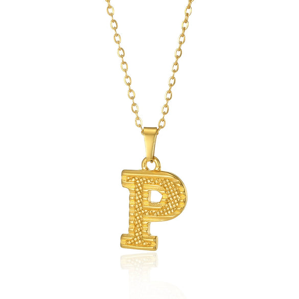 Jewelry Stainless Steel Imitation Gold Metallic Stylish Electroplated Letter Necklace