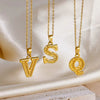 Jewelry Stainless Steel Imitation Gold Metallic Stylish Electroplated Letter Necklace