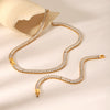Jewelry Stainless Steel Inlaid Square Zircon Geometric Style Clavicle Chain For Women