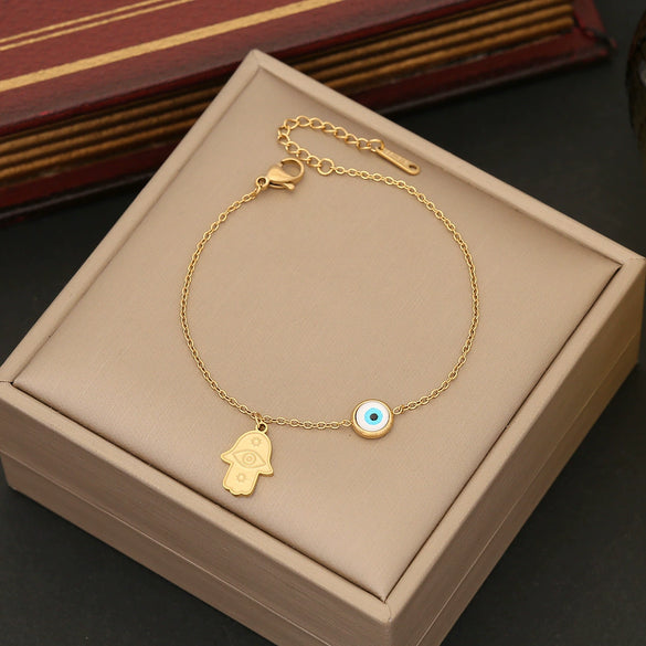 Jewelry Stainless Steel Insect Dripping Oil Women's Devil's Eye Star Butterfly Bracelet