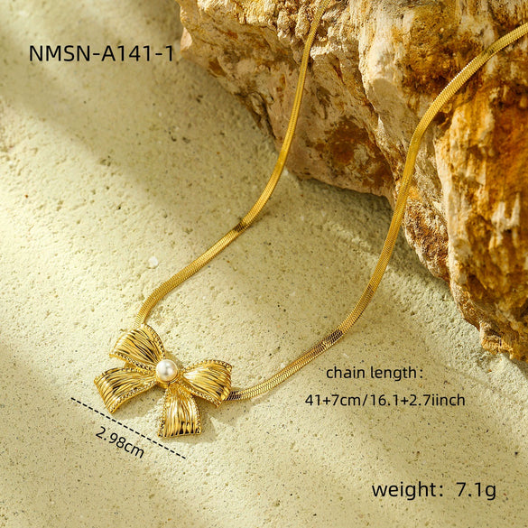 Jewelry Stainless Steel 18K Gold Electroplated Bow Tie Style