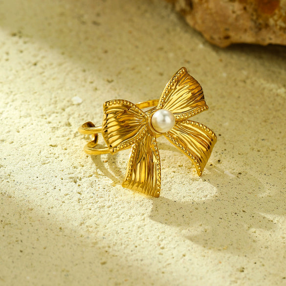 Jewelry Stainless Steel 18K Gold Electroplated Bow Tie Style
