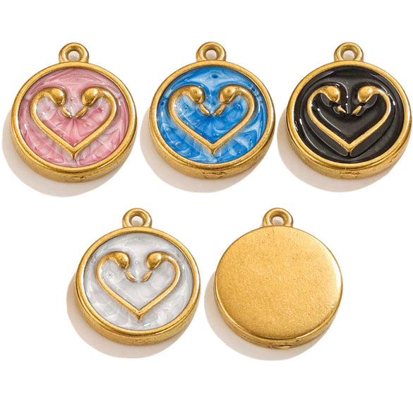 Jewelry Stainless Steel 18K Gold Plated Fish Pattern Diy Handmade Pendant Necklace Earrings Hanging Accessories