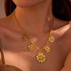 Jewelry Stainless Steel 18K Gold Plated Flower Geometric Pendant Necklace For Women Fashion Electroplated