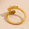 Jewelry Stainless Steel 18K Gold Plated Geometric French Round Bead Open Ring For Women