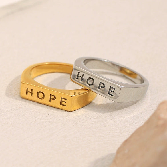 Jewelry Stainless Steel 18K Gold Plated Geometric Letter Ring Electroplating