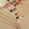 Jewelry Stainless Steel 18K Gold Plated Geometric Style Camellia Oil Drop Flower Necklace Ring Earrings