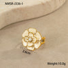 Jewelry Stainless Steel 18K Gold Plated Geometric Style Camellia Oil Drop Flower Necklace Ring Earrings