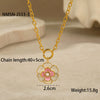 Jewelry Stainless Steel 18K Gold Plated Geometric Style Camellia Oil Drop Flower Necklace Ring Earrings