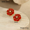 Jewelry Stainless Steel 18K Gold Plated Geometric Style Camellia Oil Drop Flower Necklace Ring Earrings