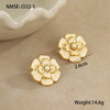 Jewelry Stainless Steel 18K Gold Plated Geometric Style Camellia Oil Drop Flower Necklace Ring Earrings