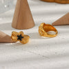 Jewelry Stainless Steel 18K Goldplated Geometric Fivepointed Star Ring