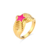 Jewelry Stainless Steel 18K Goldplated Geometric Fivepointed Star Ring