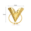 Jewelry Stainless Steel 18K Real Gold Plated Heart Shape Ring With Star Pattern And Electroplating Treatment