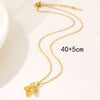 Jewelry Stainless Steel Leaf Necklace With Mixed Gem Inlay Electroplating For Women
