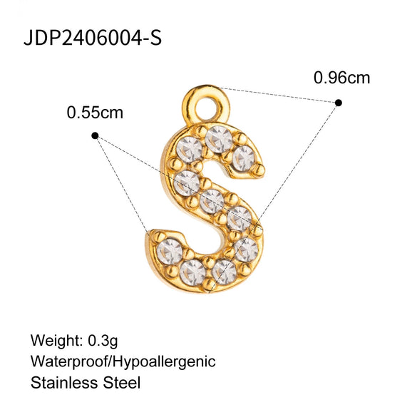 Jewelry Stainless Steel Letter Pendant Necklace With Diamond For Women