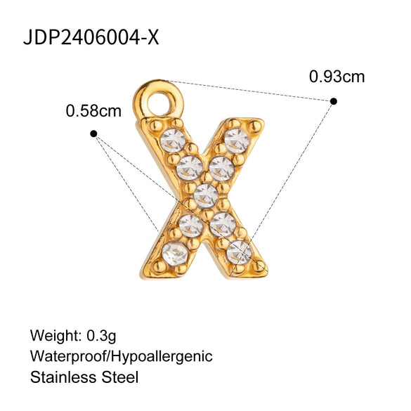 Jewelry Stainless Steel Letter Pendant Necklace With Diamond For Women