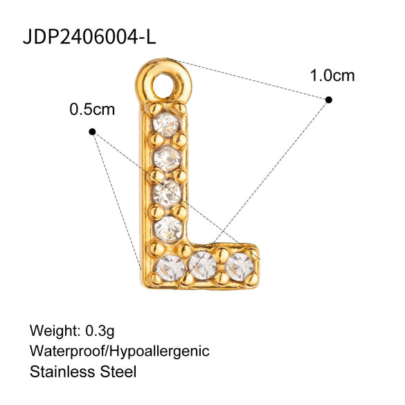 Jewelry Stainless Steel Letter Pendant Necklace With Diamond For Women