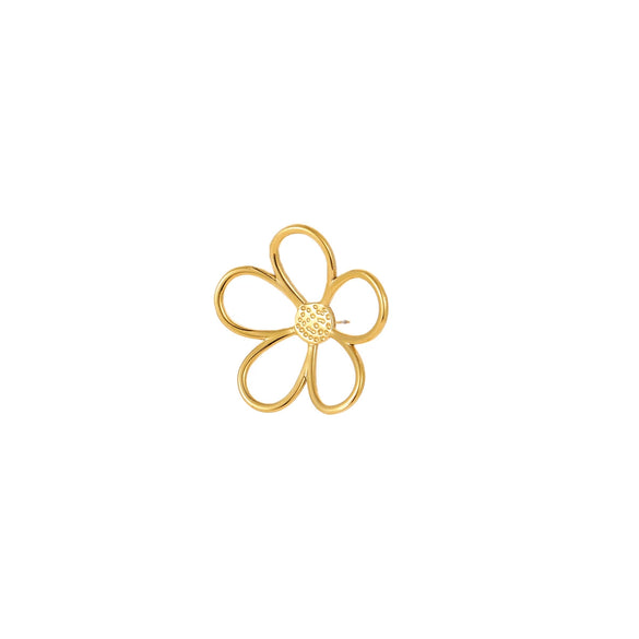 Jewelry Stainless Steel Light Luxury Retro Gold And Silver Color Matching Hollow Flower Ring And Earrings Electroplating For Women