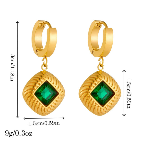 Jewelry Stainless Steel Light Luxury Square Pendant Earrings Necklaces And Hand Accessories Electroplating