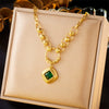 Jewelry Stainless Steel Light Luxury Square Pendant Earrings Necklaces And Hand Accessories Electroplating