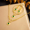 Jewelry Stainless Steel Light Luxury Square Pendant Earrings Necklaces And Hand Accessories Electroplating