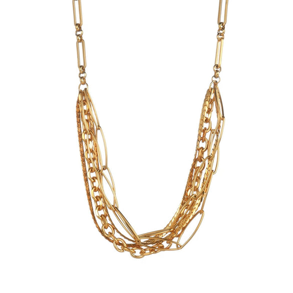 Jewelry Stainless Steel Multilayer Chain Splicing Geometric Style Electroplating Bracelet Necklace