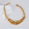 Jewelry Stainless Steel Multilayer Chain Splicing Geometric Style Electroplating Bracelet Necklace