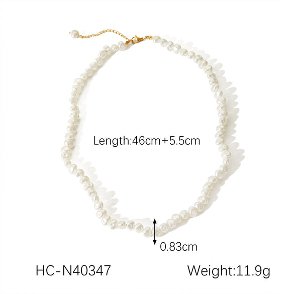 Jewelry Stainless Steel Natural Geometric Freshwater Pearl Chain Electroplating Women's