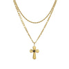 Jewelry Stainless Steel Natural Stone Geometric Pendant Necklace And Cross Earrings Electroplating For Women
