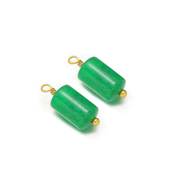 Jewelry Stainless Steel Natural Stone Pendant Earrings Necklace Retro Style Geometric Cylinder Dripping Oil Handmade Waterproof