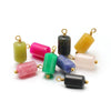 Jewelry Stainless Steel Natural Stone Pendant Earrings Necklace Retro Style Geometric Cylinder Dripping Oil Handmade Waterproof