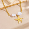 Jewelry Stainless Steel Necklace Exaggerated Starfish Pearl Accessories With Electroplating Star Pattern For Women Fashion Style