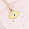 Jewelry Stainless Steel Necklace With Dripping Oil Eyes Star Moon Pendant For Women