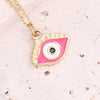 Jewelry Stainless Steel Necklace With Dripping Oil Eyes Star Moon Pendant For Women
