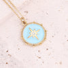 Jewelry Stainless Steel Necklace With Dripping Oil Eyes Star Moon Pendant For Women
