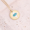 Jewelry Stainless Steel Necklace With Dripping Oil Eyes Star Moon Pendant For Women