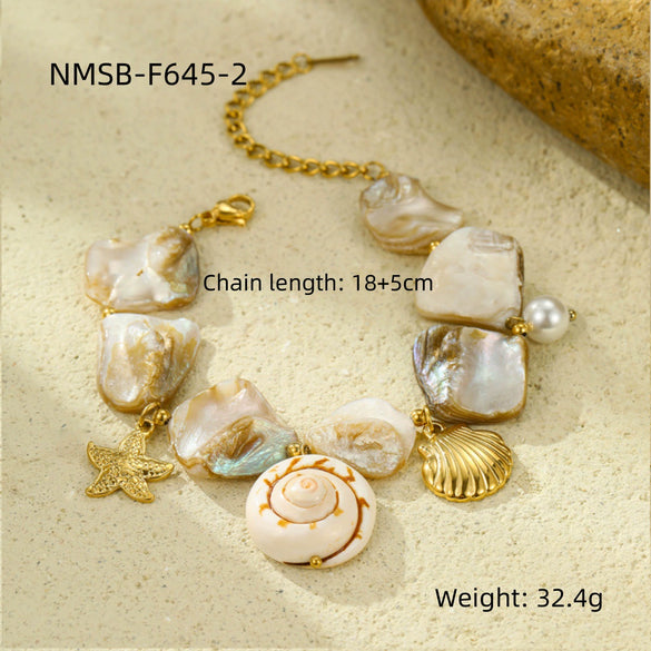 Jewelry Stainless Steel Ocean Series Geometric Shell Starfish Electroplated For Women