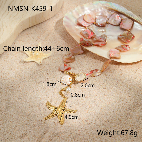 Jewelry Stainless Steel Ocean Series Geometric Shell Starfish Electroplated For Women
