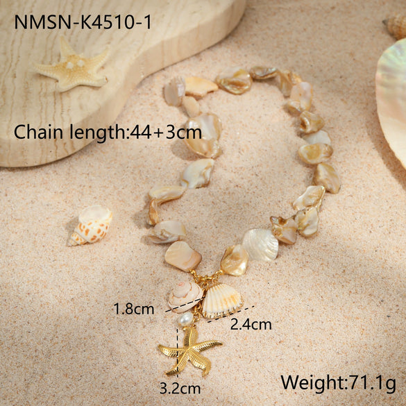 Jewelry Stainless Steel Ocean Series Geometric Shell Starfish Electroplated For Women