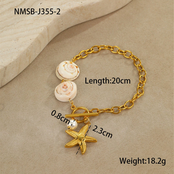Jewelry Stainless Steel Ocean Series Geometric Shell Starfish Electroplated For Women