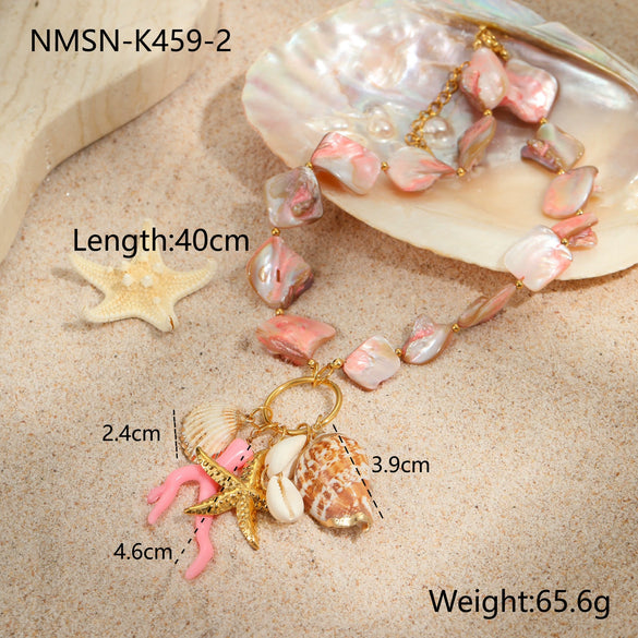Jewelry Stainless Steel Ocean Series Geometric Shell Starfish Electroplated For Women