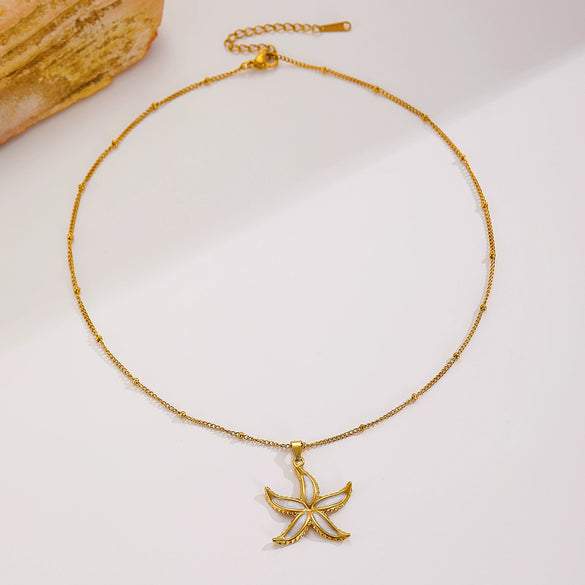 Jewelry Stainless Steel Ocean Style Marine Life Starfish Conch Turtle Pendant Set Electroplated