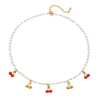 Jewelry Stainless Steel Oil Pearl Oil Cherry Pendant Chain Quiet Design Minimalist Bow Style 18K Gold Electroplated