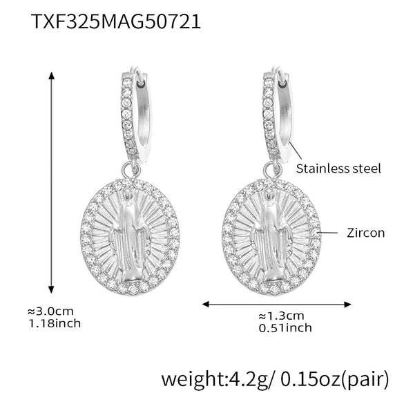 Jewelry 316L Stainless Steel Oval Ring Earrings Constellation Zodiac Geometric Electroplating Fashionable Stylish Nonfading