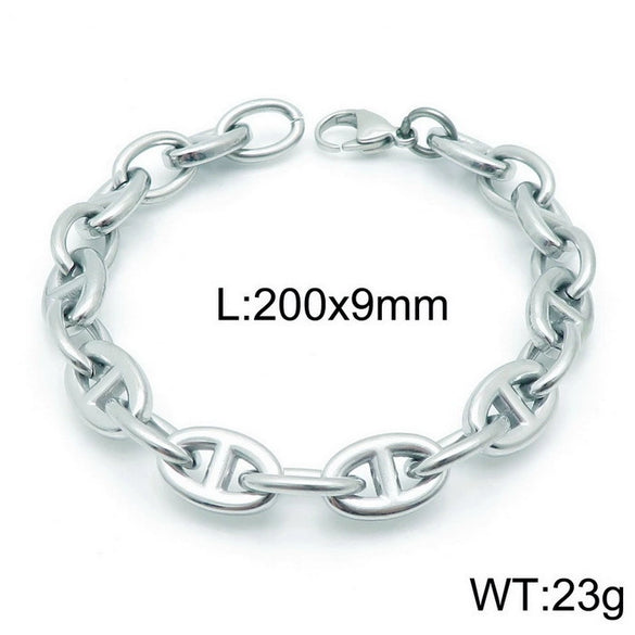 Jewelry Stainless Steel Oval Ring Open Buckle Pig Nose Sweater Chain Necklace Bracelet Light Luxury Style