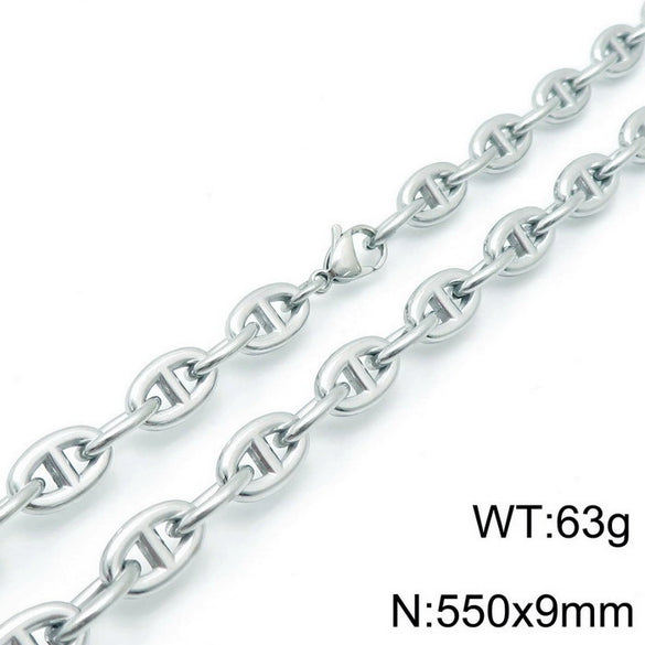 Jewelry Stainless Steel Oval Ring Open Buckle Pig Nose Sweater Chain Necklace Bracelet Light Luxury Style