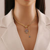 Jewelry Stainless Steel Palm Oil Drop Eye Pendant Cross Chain Set For Women With Personality Style